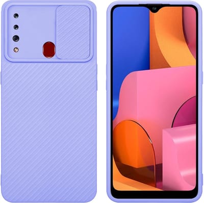 Cadorabo Hoesje geschikt voor Samsung Galaxy A20s in Bonbon Paars - Beschermhoes van flexibel TPU-silicone Case Cover en met camerabescherming