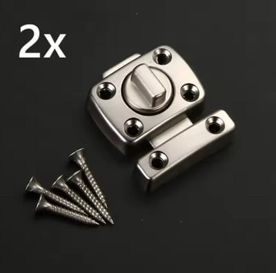 TLVX 2 stuks Sterke Draaislot Klein Zilver – Deur Beveiligen – Badkamer – Toilet Vergrendelen – Veilig Poort slot – Kastdeur – Deursloten – Deurbeslag – Tuindeur – Meubelslot – Schuur – Raam – Kast – Garage Beveiligen – Indoor en Outdoor – Waterproof