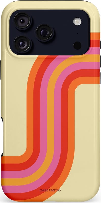 Casetastic hoesje geschikt voor Apple iPhone 17 Pro Max - MagSafe - Dubbellaagse bescherming - Retro bocht - Fashion Case - Zand Rood Oranje Roze