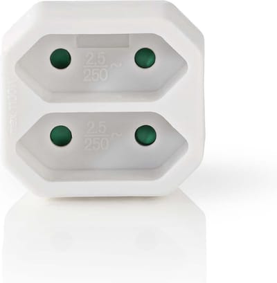 Nedis Stopcontact-Splitter - Type-F (CEE 7/7) - 250 V AC 50 Hz - Frans / Type-C (CEE 7/16) - 250 V AC 50/60 Hz - 2.5 A - 1100 W - Wit