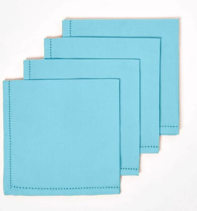 Homescapes katoenen servetten, set van 4, blauw