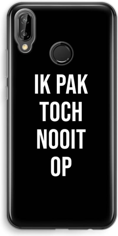 Case Company® - Hoesje geschikt voor Huawei P20 Lite hoesje - Ik pak nooit op - Zwart - Soft Cover Telefoonhoesje - Bescherming aan alle Kanten en Schermrand