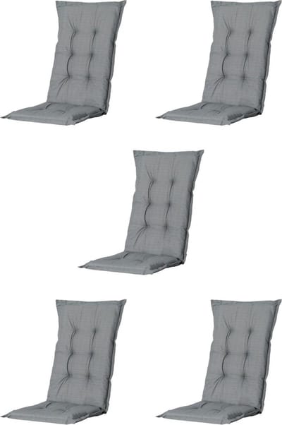 Madison - Tuinkussen - Universeel - Hoge Rug - 5 st. - Basic Grey - 120x46cm - Grijs - Tuinstoelkussens - Standenstoel