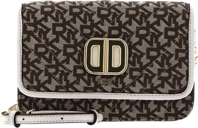 DKNY Leren Schoudertas Dlephine JQD Crossbody Bag Chin / Pebble Bruine