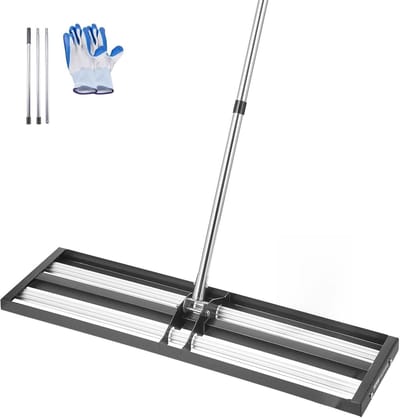 VEVOR Gazonhark met verstelbare handgreep, lengte 2130 mm, bodemplaat 254 x 914 mm, bodemniveau van roestvrij metaal, hark voor golfbaan, tuin