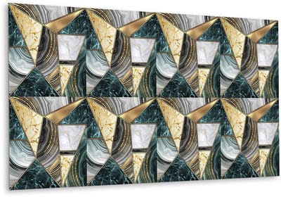 Tulup PVC Wandpaneel - Art Deco Abstractie Vinyl Wandpaneel - 100 cm x 50 cm - Veelkleurig PVC Muurpaneel - 1 stuk - Zelfklevend Wandpaneel - Geometrisch Wandbekleding - Zelfklevende Wandbekleding - Plaktegels Keuken en Badkamer