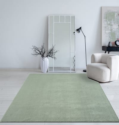 Mia’s Teppiche Taos – superzacht kortflor vloerkleed met antislip rug, wasbaar, groen, 80 x 150 cm