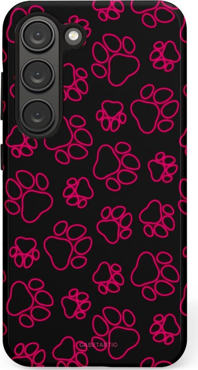 Casetastic Hoesje Geschikt voor Samsung S23 - Stijlvolle Beschermende Duo-layer Case - Neon pootjes