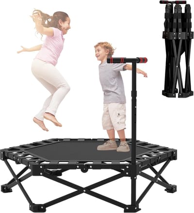 Opvouwbare Fitness Trampoline 104 cm - Rebounder voor Volwassenen met Verstelbare Handgreep