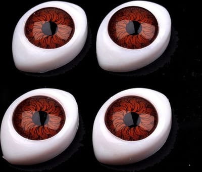 4 levensechte plastic ovale poppenogen - oogjes met iris bruin - 12 x 17mm - poppenoog - ogen levensecht pop - ovaal