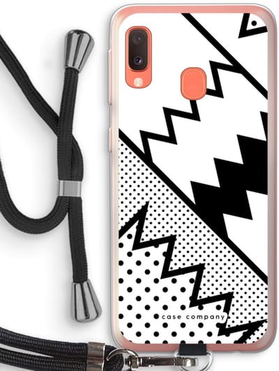 Case Company® - Hoesje met koord geschikt voor Samsung Galaxy A20e hoesje met Koord - Pop Art #5 - Telefoonhoesje met Zwart Koord - Bescherming aan alle Kanten en Over de Schermrand