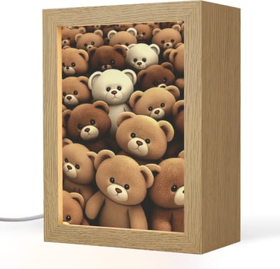 Nachtlampje 15x20 cm - Kinder lampje - Teddybeer - Knuffel - Bruin - Beer - Jongens - Meisjes - Tafellamp kinderkamer - Slaapkamer lamp - Bedlamp kinderen - Kinderlampje stopcontact - Wandlamp babykamer - Nachtlampjes