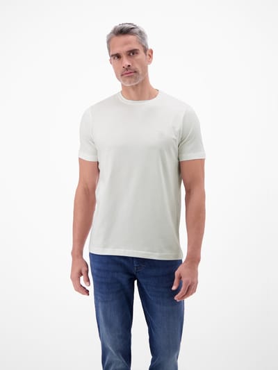 LERROS Basic T-shirt met LERROS-logoprint , Maat: S , Kleur: BROKEN WHITE , 95% katoen, 5% elastaan