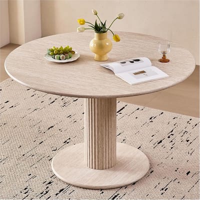Moderne ronde eettafel met steenpatroon, 115 cm, ideaal voor keuken en eetkamer