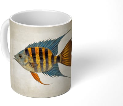 Mok - Koffiemok - Vis - Tropisch - Strepen - Vinnen - Mokken - 350 ML - Beker - Koffiemokken - Theemok