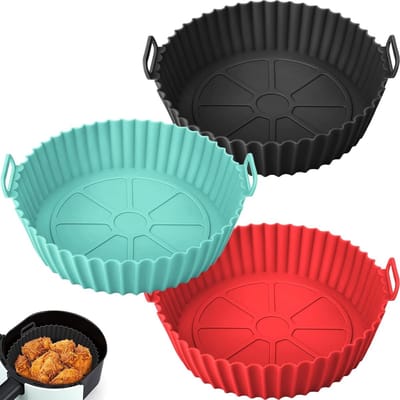 KZQ Siliconen Bakjes 3 Stuks Voor Airfryer Oven En Magnetron Bpa Vrij Herbruikbaar Antiaanbak Hittebestendig Alternatief Voor Bakpapier
