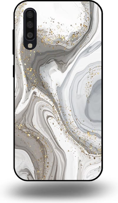Smartphonica Telefoonhoesje geschikt voor Samsung Galaxy A70s met marmer opdruk - TPU backcover case marble design - Zilver geschikt voor Samsung Galaxy A70s