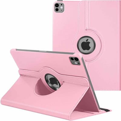 Avizar Foliohoes Geschikt voor Apple iPad Pro 13 2024 360° roterende steunklep, Roze
