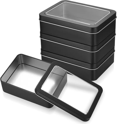 Set van 4 metalen opbergdozen met deksel, rechthoekige lege blikken voor creatief gebruik, ideaal voor knutselen en organisatie