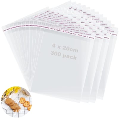 Dailygoods- Cellofaanzakjes zelfklevend 300 stuks - 14 x 20 cm - Transparant - Plastic zakjes - Kleefsluiting - Ideaal voor knutselmaterialen - Opbergtas