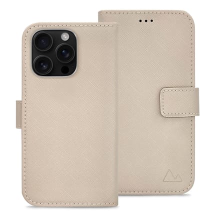 My Style Telefoonhoesje geschikt voor Apple iPhone 16 Pro Hoesje | My Style Flex Wallet Bookcase Portemonnee | Pasjeshouder voor 3 Pasjes | Telefoonhoesje voor Pinpas / OV Kaart / Rijbewijs - Warm Taupe | Taupe