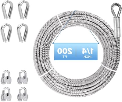 Roestvrij staalkabel - Vliegtuigkabel 304 - Tillen en trekken - Hoge treksterkte - 61 meter - Zilver