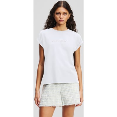 Karl Lagerfeld Signature Rhinestone T-shirt White Taglia: XS | Maglie Sportivi Outlet | Donna | Bianco