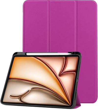 Hoesje - Geschikt voor Apple iPad Air M3/M4 (2025/2026) - 11 inch - Dun & Stevig - Trifold Bookcase - Hard Cover Case - Met Uitsparing Geschikt voor Apple Pencil - Hardcover Book - Tablet Hoes - Paars
