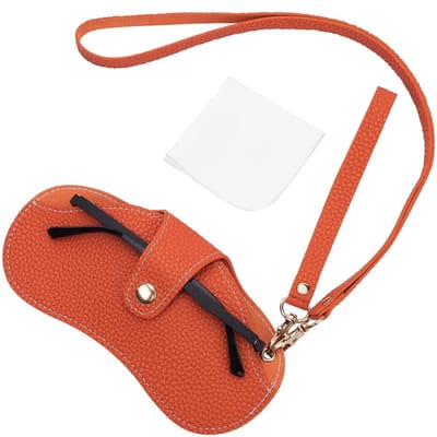 Dailygoods - Dailygoody - Zonnebril-beschermhoes - Leren beschermtas - Oranje - Reisaccessoire - Dunne oogbescherming - Ideaal voor vakantie aan zee - 18,5 x 10 cm