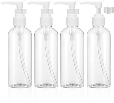 Dailygoods- Pompdispenser 100 ml - 4 Stuks - Transparante Reisdispenser - Navulbare Kunststof Fles - Lekvrij Ontwerp - Eenvoudig in Gebruik - Reisdroger