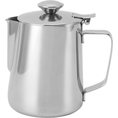Tasse à mousser le lait Acier inoxydable épaissi Poignée confortable Pichet à vapeur pour café avec couvercle 2000ml