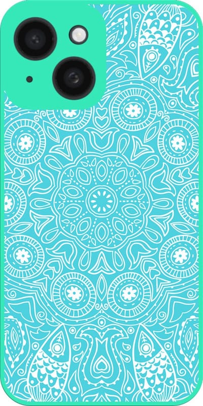 Smartphonica Telefoonhoesje Geschikt voor iPhone 13 met turqoise mandala opdruk - TPU case turqoise mandala design - turqoise geschikt voor iPhone 13