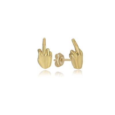 Middelvinger Oorknop Goldplated MiddleFinger Earring Goldplated (925 sterling zilver Goldplated) Goudkleurig Minimalistisch Trendy Cadeau Voor Vrouw