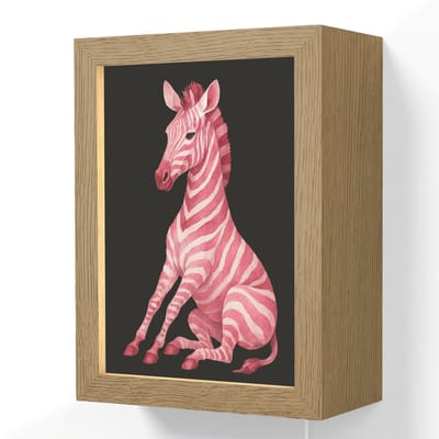 Wandlamp 15x20 cm - Oplaadbaar - Zebra - Roze - Gestreept - Wandlampen binnen woonkamer - Slaapkamer lamp met kabel - Decoratieve nachtlamp - Vloerlamp snoer