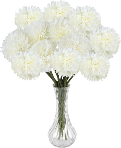 12 stuks kunsthortensia's wit - 30 cm - zijdezachte kunstbloemen voor vazen en decoratie