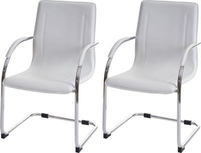 Set van 2 vergaderstoelen Samara, bezoekersstoel sledemodel ~ wit