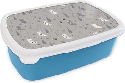 Broodtrommel Blauw - Lunchbox - Brooddoos - Sokken - Patronen - Kerst - 18x12x6 cm - Kinderen - Jongen