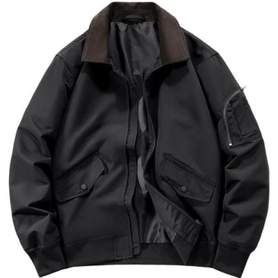 Herfstseizoen Jas Heren Amerikaanse Retro Revers Core Fleece Winddichte Jas Trendy Veelzijdige Tooling Jas 4XL zwart