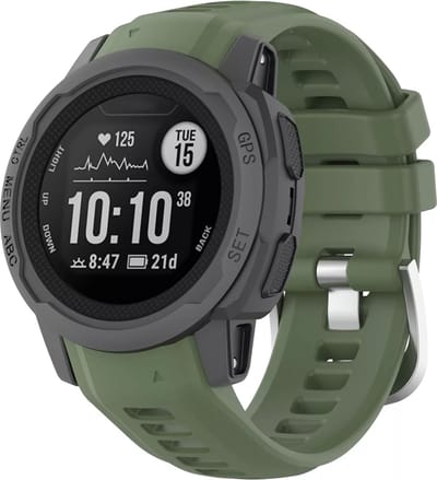 Strap-it Siliconen smartwatch bandje met gespsluiting - geschikt voor de kleinere Garmin Instinct 2s (donkergroen)