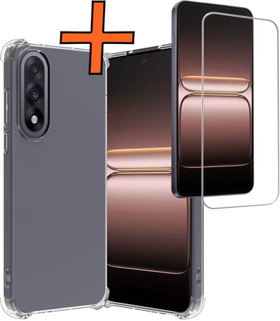Hoes - Met Screenprotector - Geschikt voor OnePlus Nord 5 - Sterk & Shockproof - Siliconen Case - Back Cover - Telefoon Hoes - Shock Proof - Transparant