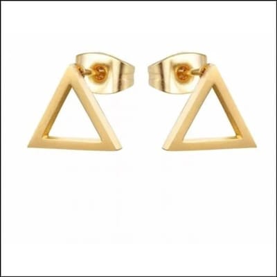 Aramat Jewels | Oorbellen | RVS Open Driehoek Oorbellen Diverse Kleuren 10mm - Geometrische Oorstekers | Goudkleurig-10mm | |9mm | Staal | Kinderen, Volwassenen | Verkleurd niet