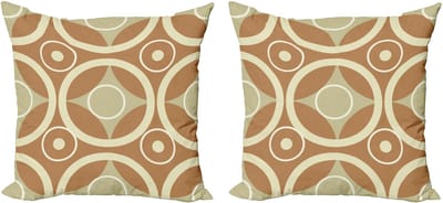 ABAKUHAUS Geometrische kussensloopset (2 stuks), harmonieuze contrasterende cirkels, 50 cm, meerkleurig