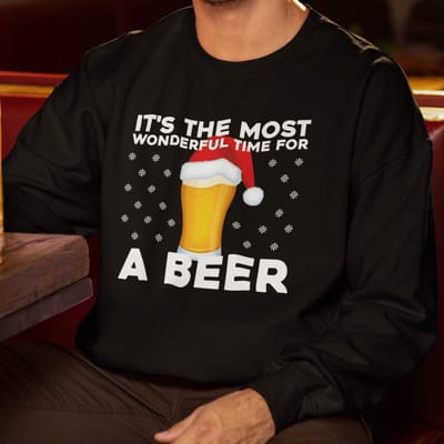 Foute Kerst Trui Zwart It's The Most Wonderful Time For A Beer XS