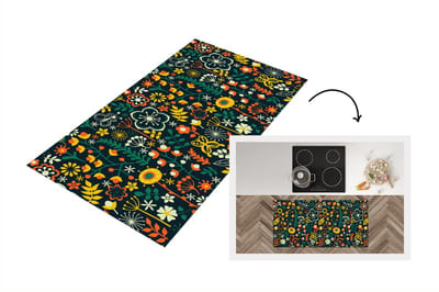 Keukenloper - Loper keuken - Meisjes - Vlinder - Planten - Patronen - 120x60 cm - Keukenloper vinyl