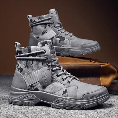 Heren Outdoor Wandelen Camouflage Laars Woestijn Speciale Nieuwe Mode Vintage Schoenen Heren Tactische Laarzen Trendy Casual Martin Schoen 39 grijs