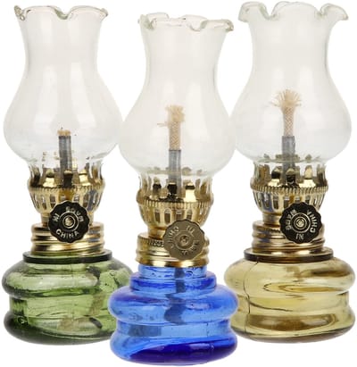 Allecto - Vintage olielamp - Retro petroleumlamp - Sfeervolle verlichting - Glazen stormlantaarn - Decoratieve lamp voor binnenruimtes - Perfect vo..