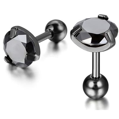 Heren oorbellen Black Royal King Crown Zwart-5mm
