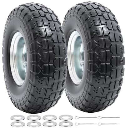 Massieve 10 inch Banden voor Steekwagens en Kruiwagens - 4.10/3.5-4 Wielen met Dubbel Verzegelde Lagers, 2 Stuks