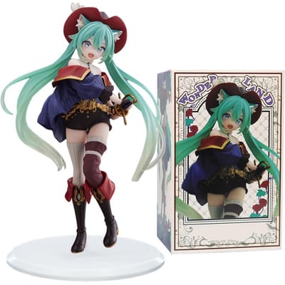 Hatsune Miku Puss In Boots Sprookjes Wonderland 19cm PVC Actiefiguur Anime Figuur Kawaii Meisje Speeltje Cadeau Voor Anime Fans Bureau gray