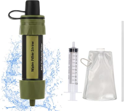 Fiddy Personal Water Filter Straw - Filtert 5000L - Complete Set - Waterfilter - Waterfilter Survival & Outdoor - BPA-vrij - Noodpakket